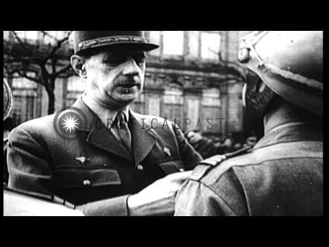 French celebrate victory over Germans at Colmar, Alsace, during World War 2 HD Stock Footage