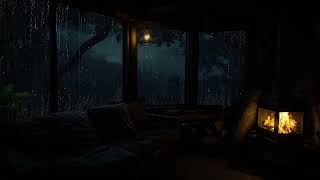 Cozy Night in Cozy Forest Ambience | Stay Calm and Relaxation with Gentle Fireplace in Cabin