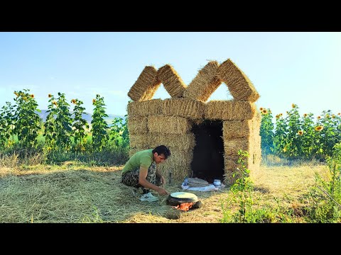 solo survival (NO FOOD, NO WATER) Catch and Cook-Summer camping , Bushcraft Shelter camping