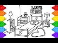 How to Draw Pretty Bedroom Coloring and Drawing Learn to Colors for Kids
