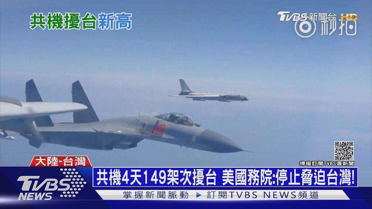 共機4天149架次擾台 美國務院:停止脅迫台灣!