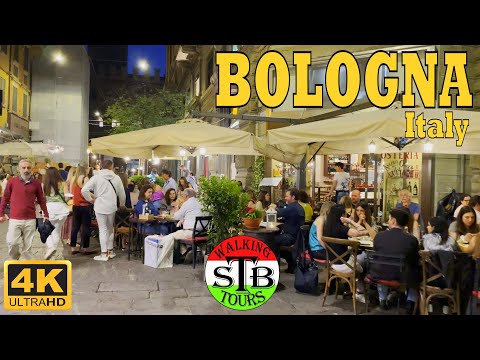 🇮🇹 Bologna Italy Summer Night Walking tour in Bologna 4K 2022 [36 min]