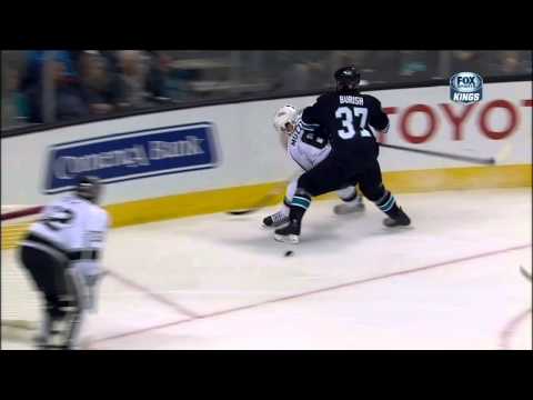 Andrew Desjardins vs Jake Muzzin fight Mar 14 2013 LA Kings vs San Jose Sharks NHL Hockey