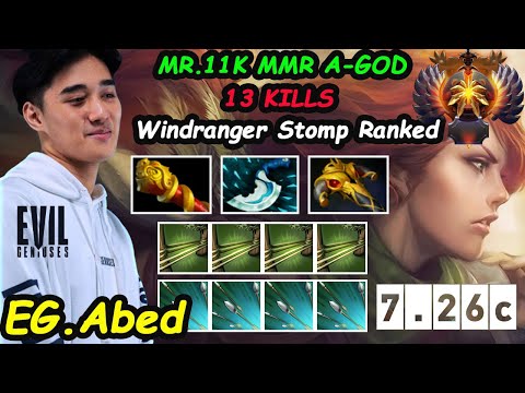 EG Abed [Windranger] A-GOD 11K MMR Skill play use Smurf Stomp Ranked Dota2 pro Gameplay 7.26C