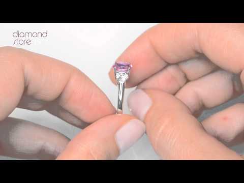 FET23 RUY - 18K White Gold 0.50CT H/SI Diamond and 1.00CT Pink Sapphire Ring