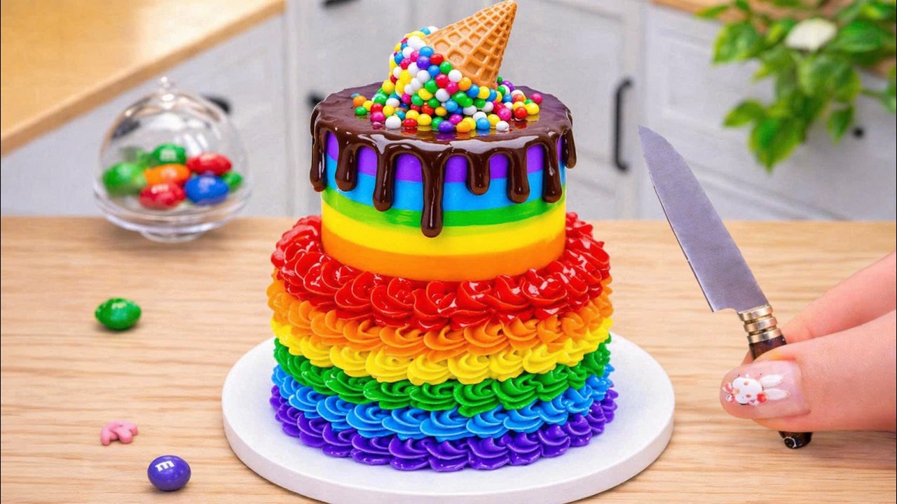 1000+ Mini Rainbow Cake Recipe With Chocolate 🌈🍫 Amazing Rainbow Buttercream Cake Decorating Ideas
