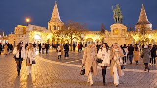 Budapest, Hungary 🇭🇺 - Buda Castle at Night & Danube Promenade - 4K HDR Night Walk