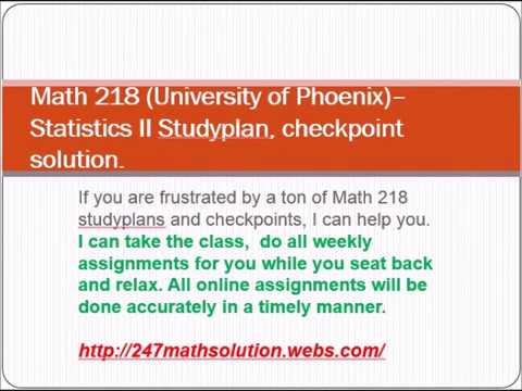 UOP Math 218 Studyplan, Checkpoint, Homework Solution