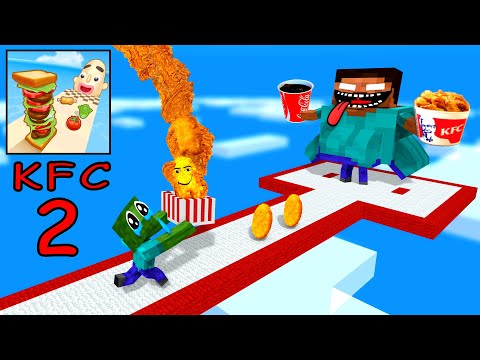 Minecraft Mobs : I WANT KFC 2 Gegagedigedagedago RUNNER CHALLENGE - Minecraft animation