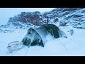 WARM TENT CAMP IN SNOWSTORM