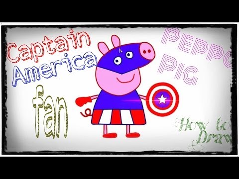 そして我々は、キャプテンアメリカの別のファンを持っている - ペッパピッグ - キャプテンアメリカのコスチュームでペッパを描く (And we have Another fan of Captain America - Peppa Pig - Draw Peppa in Captain America Costume)