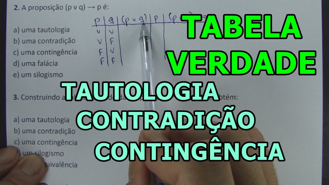 TABELA VERDADE - TAUTOLOGIA CONTRADIÇÃO CONTINGÊNCIA - 8 QUESTÕES CONCURSO