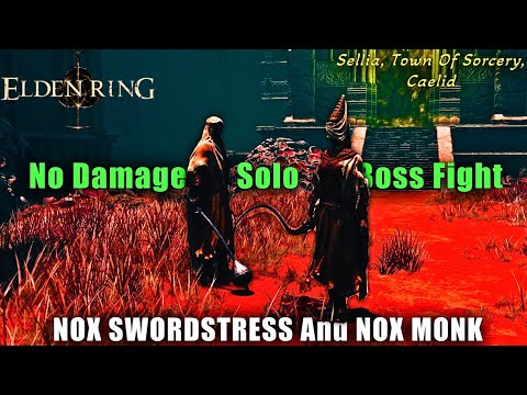 Elden Ring Nox Swordstress and Nox Monk Boss Fight [Solo, No Damage], Sellia Town of Sorcery Caelid