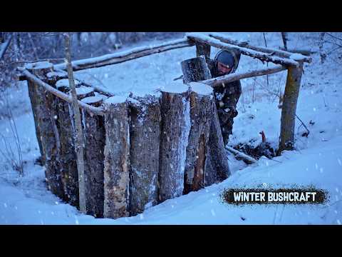 Building a Winter Bushcraft Shelter From Scratch