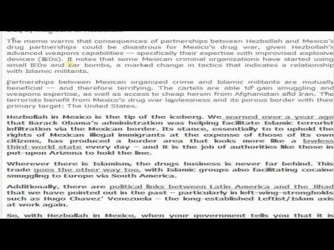 Internal US Police Document Hezbollah in Mexico Working With Drug Cartels.