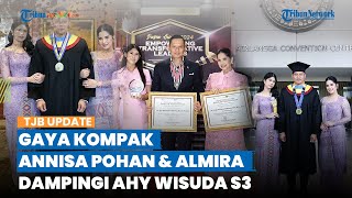 Gaya Kompak Annisa Pohan dan Almira di Wisuda S3 AHY Curi Perhatian, Anggun Berkebaya Ungu