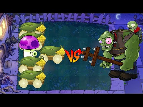 99 Puff-Shroom vs 999 all Zombies and Giga Gargantuar - Plants vs Zombies Hack