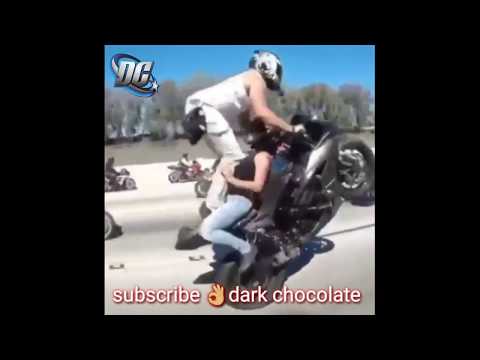 Sexy Beautiful Girl Biker Performs AMAZING Highway Motorcycle Stunt Bike Wheelies 2017