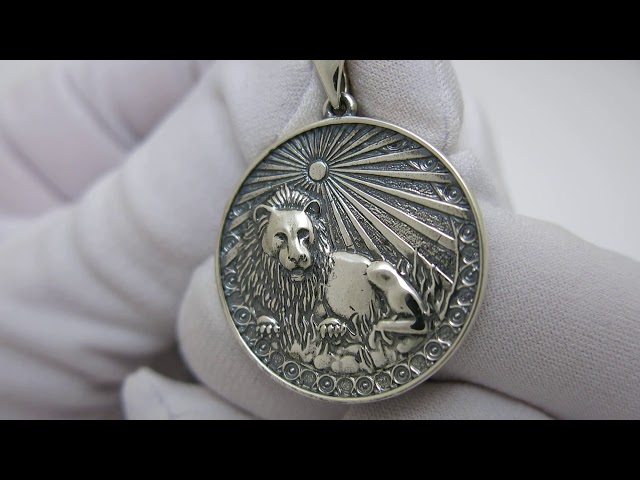 Серебряный кулон знак зодиака "Лев" 3100587л Видеообзор