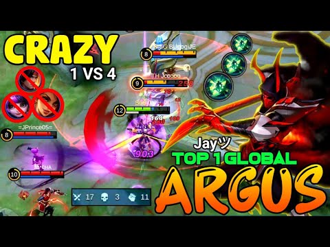 17 Kills!! Argus New META 1 VS 4 Unkillable!! - Build Top 1 Global Argus ~ MLBB