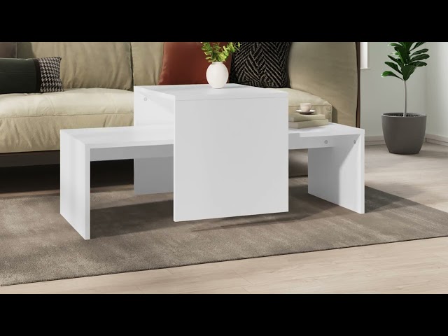Vidéo teaser pour 802912 vidaXL Coffee Table Set White 100x48x40 cm Engineered Wood