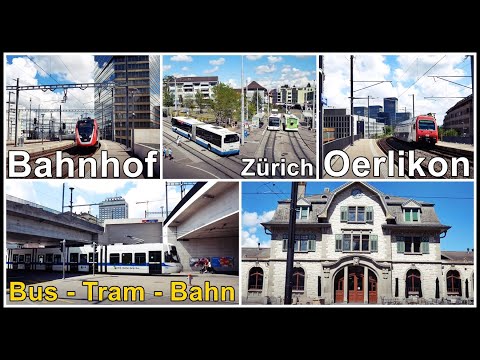 Bus - Tram - Bahn am Bahnhof Zürich Oerlikon, Zweitgrößter Stadt-Bahnhof von Zürich, Schweiz 2020