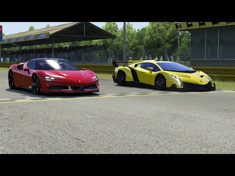 Ferrari SF90 Stradale vs Lamborghini Veneno at Monza Full Course