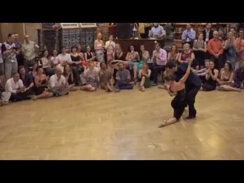  Vanessa Fatauros  and  Damian Rosenthal  are  dancing  to  "  Yunta de Oro  "  by  Color Tango  at  El Sabor de Hungría Tango Festival  in  2016