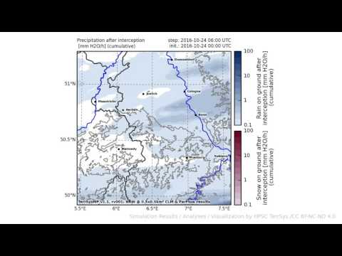 TerrSysMP monitoring run 2016-10-24 - precipitation after interception - NRW (24h)
