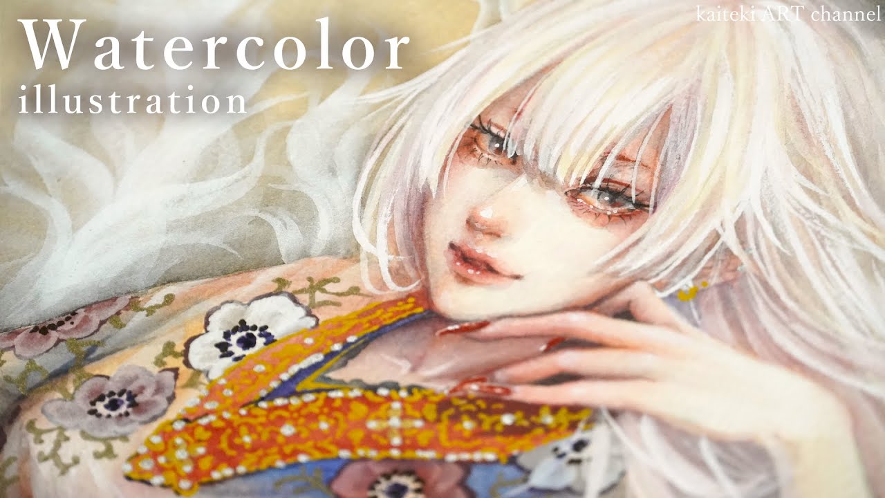 【水彩メイキング】九尾の狐を描いてみた🦊鏡みたいなマーカー買いました| Watercolor illustration Making | Japanese Art Supplies etc.