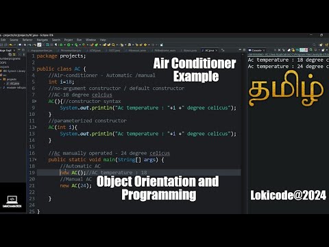 Ac Example Using Constructor In Tamil Object Orientation And Programming Java Javatamil Coding