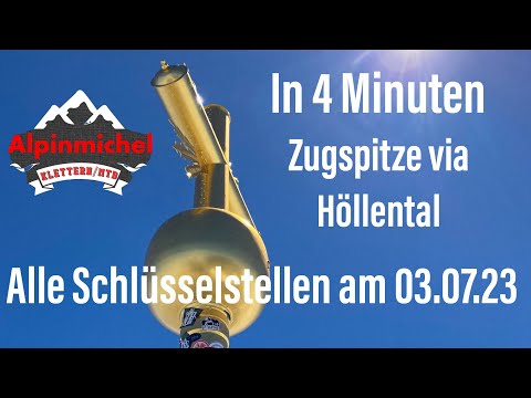 Zugspitze via Höllental in 4 Minuten Aktuell, zum Top of Germany mit allen Schlüsselstellen im Video