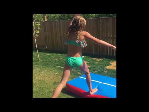 Slip and slide gymnastics challenge 
