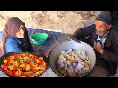 Old Lovers Cooking Traditional Food in a Cave | Ancient Life & True Love