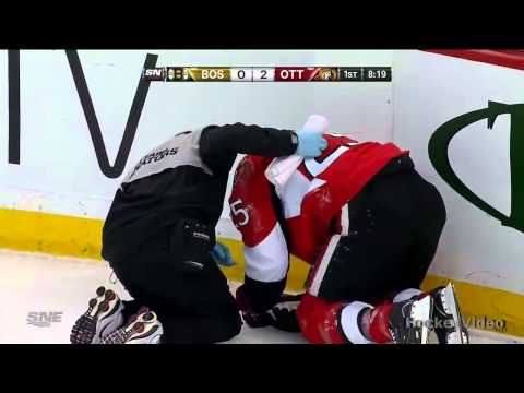 Adam McQuaid hits Chris Neil + McQuaid vs Wiercioch fight . March 11, 2013