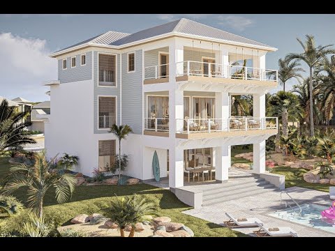 3-Story Coastal House Plan with 4 Beds + 3 Decks (Plan 455-378)
