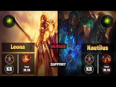 GrandMaster LEONA [Aftershock] (Support) VS  NAUTILUS - Grandmaster KR Patch 10.16