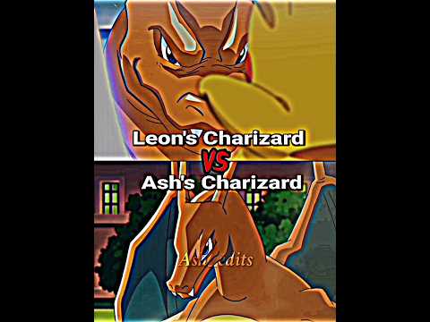 Ash's Charizard vs Leon's Charizard|| Who is strongest 💪#shorts #pokemon