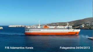 preview picture of video 'F/B Adamantios Korais arrival and departure from Folegandros 04/04/2013'