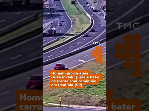 Homem morre após carro invadir pista e bater de frente com caminhão em Paulínia (SP) #Shorts