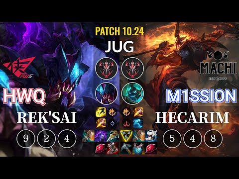 RWS HwQ Rek'Sai vs MCX M1ssion Hecarim Jungle - KR Patch 10.24