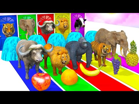 Crossing Fountain Transformation with Elephant, Lion, Bear, Buffalo - Animal Revolt Battle Simulator