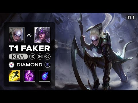 T1 Faker Diana Mid vs Syndra - KR Diamond Patch 11.1