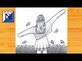 How To Draw A Girl With Butterflies Drawing Tutorial Pencil Sketch For Beginner Girl Drawing