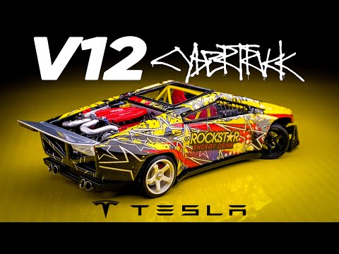 Tesla Cybertruck Drift build V12 Twin Turbo Engine with working steering Hot Wheels Custom