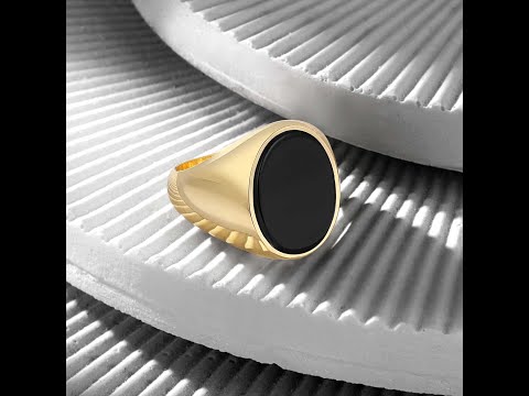 Ottasilver - 18K Gold Classic Ring with Black Onyx