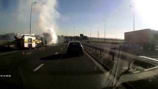 preview picture of video 'Bridgend Taxis Ltd -car camera- Car Fire on M4 at Severn Bridge'