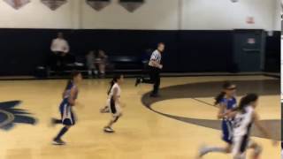 Little girl steals ball and dribbles court