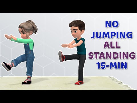 15-MIN EXERCISE FOR KIDS - NO JUMPING, ALL STANDING