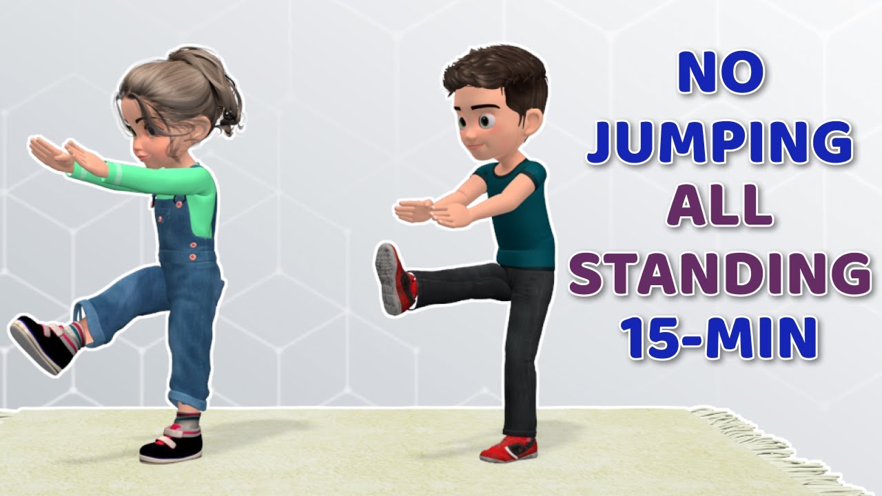 15-MIN EXERCISE FOR KIDS - NO JUMPING, ALL STANDING
